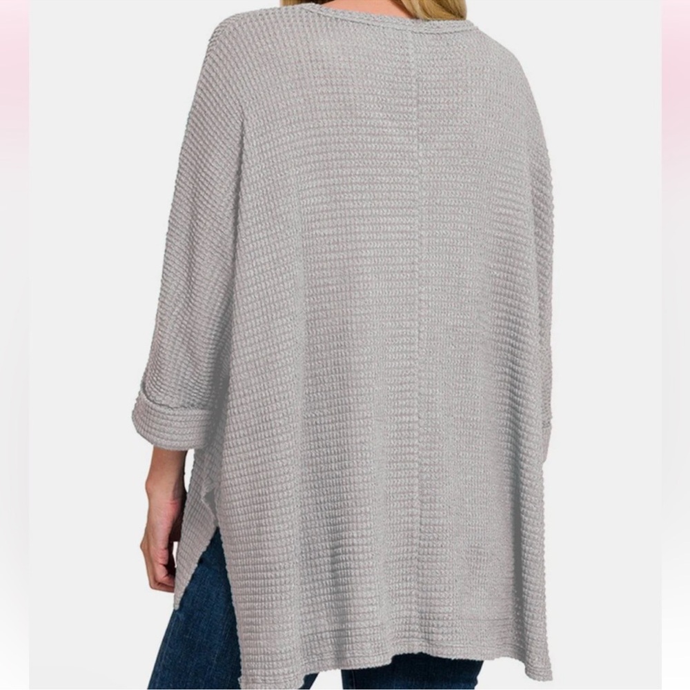 Zenana Outfitters Light Gray Women's Poncho Sweater size Small but fits up XL - Picture 2 of 12